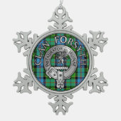 Clan Forsyth Crest & Tartan Tin Sneeuwvlok Ornament (Voorkant)