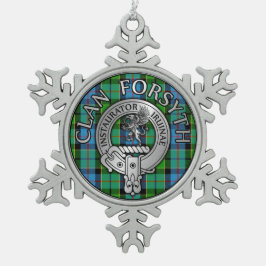 Clan Forsyth Crest & Tartan Tin Sneeuwvlok Ornament