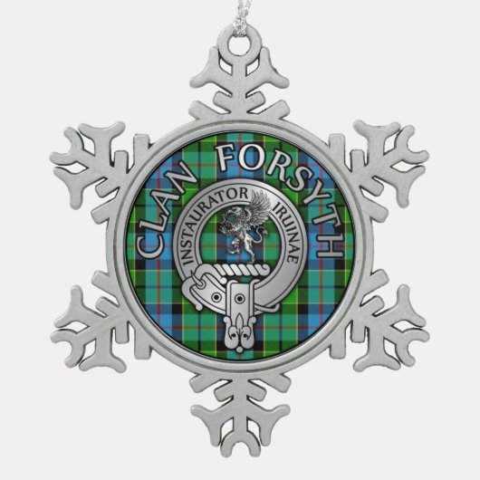 Clan Forsyth Crest & Tartan Tin Sneeuwvlok Ornament (Voorkant)