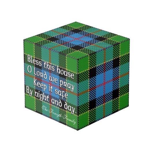 Clan Forsyth Tartan House Blessing Kubus (Voorkant hoekig)