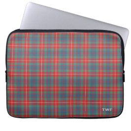 Clan Fraser Ancient Tartan Monogrammed Laptop Sleeve