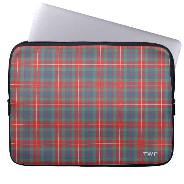 Clan Fraser Ancient Tartan Monogrammed Laptop Sleeve (Voorkant)