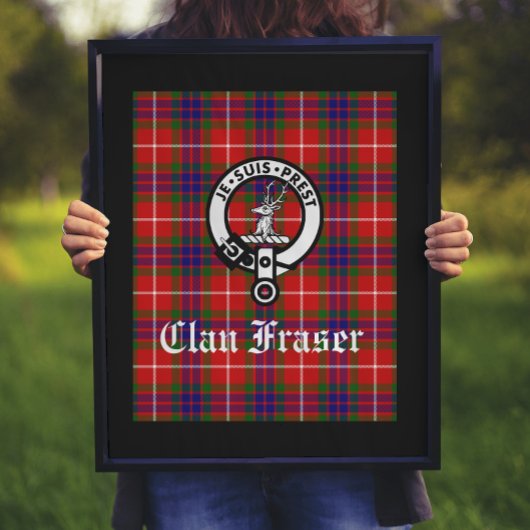 Clan Fraser Badge and Tartan Art Print