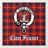 Clan Fraser Badge en Tartan Window Cling Raamsticker (Vel)