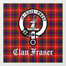 Clan Fraser Badge en Tartan Window Cling