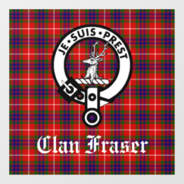 Clan Fraser Badge en Tartan Window Cling Raamsticker