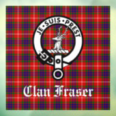 Clan Fraser Badge en Tartan Window Cling Raamsticker (Vel 3)