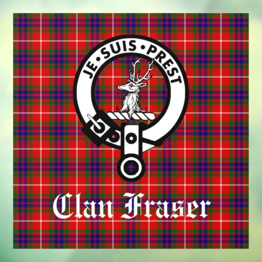 Clan Fraser Badge en Tartan Window Cling Raamsticker (Vel 3)