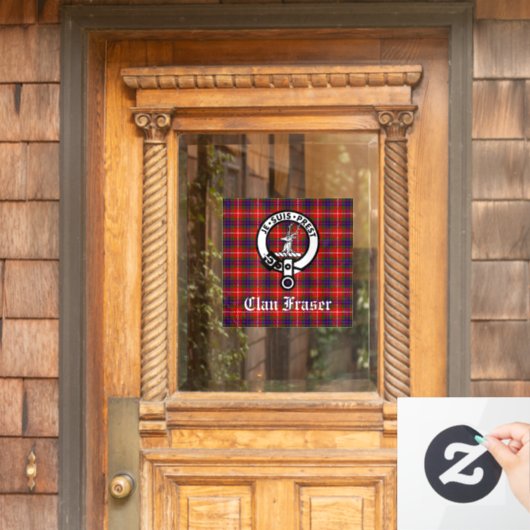 Clan Fraser Badge en Tartan Window Cling Raamsticker (Huis Deur)