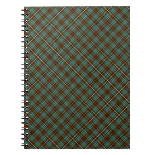 Clan Fraser Brown en Green Hunting Tartan Notitieboek (Voorkant)