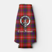 Clan Fraser Crest Badge en Tartan Flesjeskoeler (Voorkant)