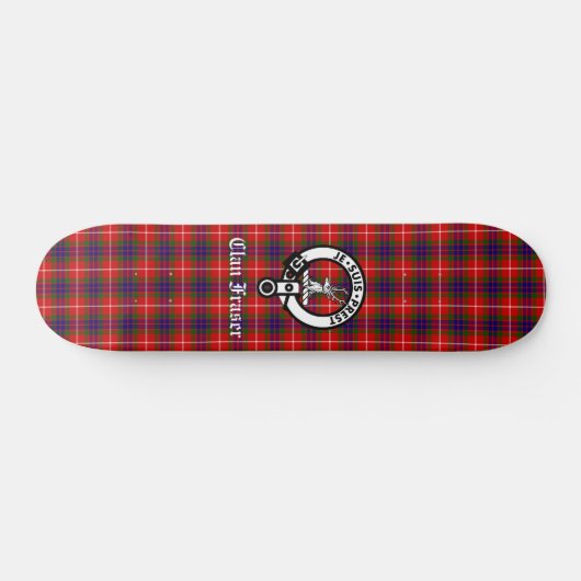 Clan Fraser Crest Badge en Tartan Persoonlijk Skateboard (Horizontaal)