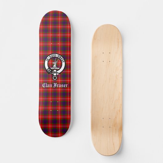 Clan Fraser Crest Badge en Tartan Persoonlijk Skateboard (Voorkant)