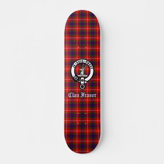Clan Fraser Crest Badge en Tartan Persoonlijk Skateboard (Voorkant)