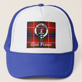 Clan Fraser Crest Badge en Tartan Trucker Pet