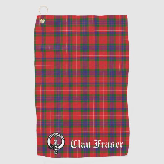 Clan Fraser Crest Badge & Tartan  Golfhanddoek (Voorkant)