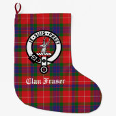 Clan Fraser Crest Badge & Tartan  Grote Kerstsok (Voorkant)