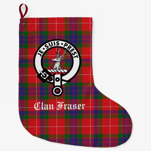 Clan Fraser Crest Badge & Tartan  Grote Kerstsok (Voorkant)