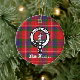 Clan Fraser Crest Badge & Tartan  Keramisch Ornament
