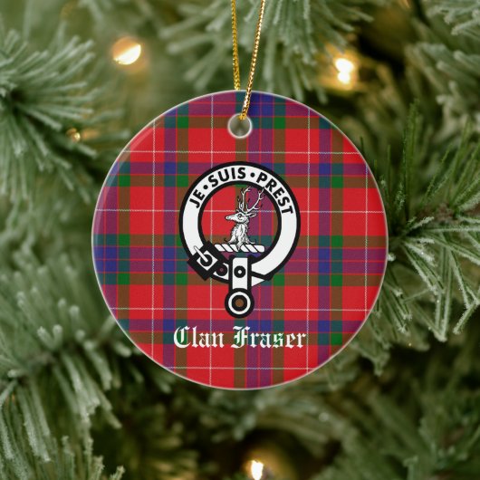 Clan Fraser Crest Badge & Tartan  Keramisch Ornament (Boom)