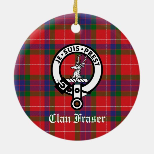 Clan Fraser Crest Badge & Tartan  Keramisch Ornament (Achterkant)