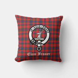 Clan Fraser Crest Badge & Tartan Kussen