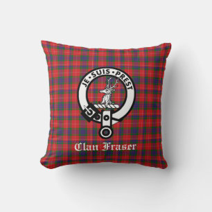 Clan Fraser Crest Badge & Tartan Kussen