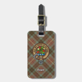Clan Fraser Crest over de weesde jacht Tartan Bagagelabel (Voorkant verticaal)