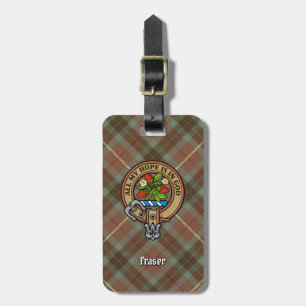 Clan Fraser Crest over de weesde jacht Tartan Bagagelabel