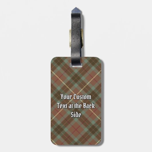 Clan Fraser Crest over de weesde jacht Tartan Bagagelabel (Achterkant verticaal)