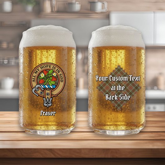 Clan Fraser Crest over de weesde jacht Tartan Blikvorm Glas