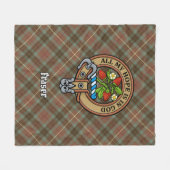 Clan Fraser Crest over de weesde jacht Tartan Fleece Deken (Voorkant (Horizontaal))