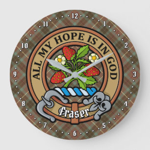 Clan Fraser Crest over de weesde jacht Tartan Grote Klok