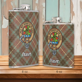 Clan Fraser Crest over de weesde jacht Tartan Heupfles