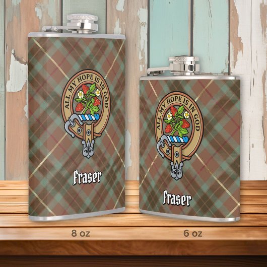 Clan Fraser Crest over de weesde jacht Tartan Heupfles