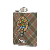 Clan Fraser Crest over de weesde jacht Tartan Heupfles (Links)