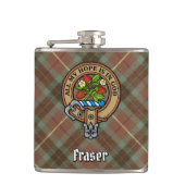 Clan Fraser Crest over de weesde jacht Tartan Heupfles (Voorkant)