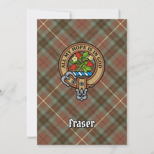 Clan Fraser Crest over de weesde jacht Tartan Kaart (Achterkant)