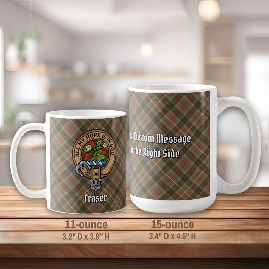 Clan Fraser Crest over de weesde jacht Tartan Koffiemok