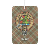 Clan Fraser Crest over de weesde jacht Tartan Luchtverfrisser (Voorkant)