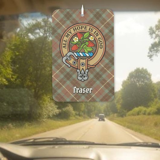Clan Fraser Crest over de weesde jacht Tartan Luchtverfrisser