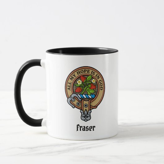 Clan Fraser Crest over de weesde jacht Tartan Mok (Links)