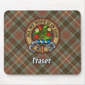 Clan Fraser Crest over de weesde jacht Tartan Muismat (Voorkant)