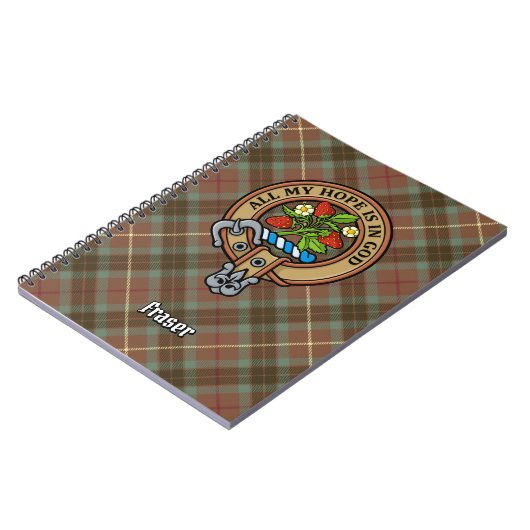Clan Fraser Crest over de weesde jacht Tartan Notitieboek (Linkerzijde)