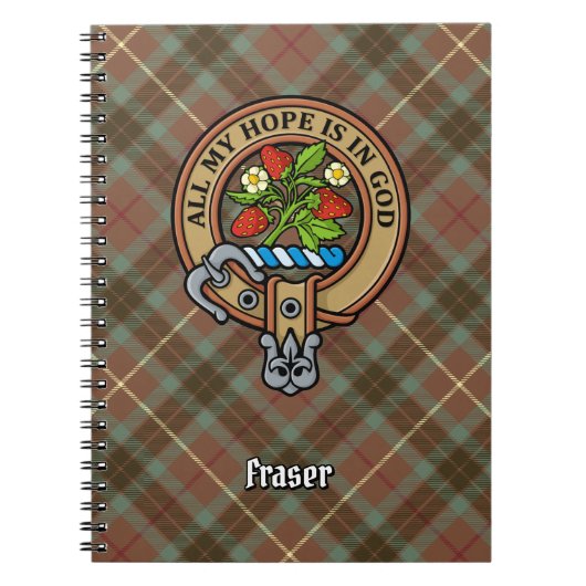 Clan Fraser Crest over de weesde jacht Tartan Notitieboek (Voorkant)