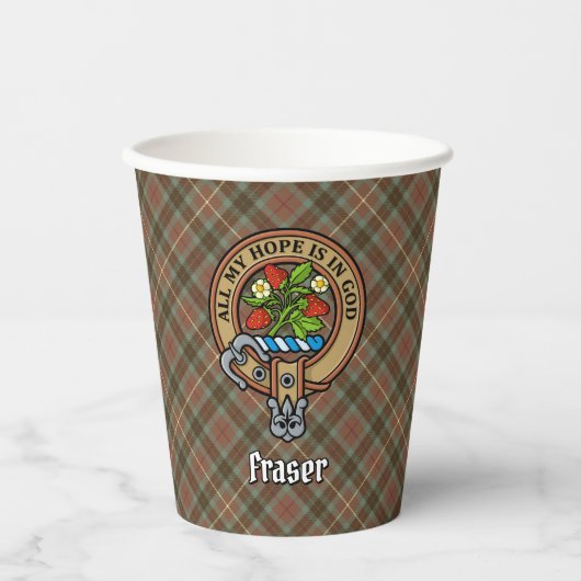 Clan Fraser Crest over de weesde jacht Tartan Papieren Bekers (Voorkant)