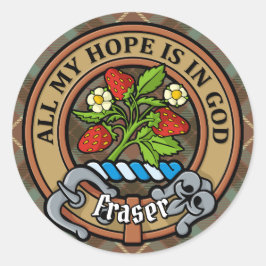Clan Fraser Crest over de weesde jacht Tartan Ronde Sticker
