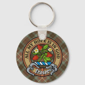 Clan Fraser Crest over de weesde jacht Tartan Sleutelhanger (Voorkant)