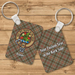 Clan Fraser Crest over de weesde jacht Tartan Sleutelhanger