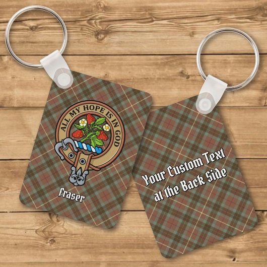 Clan Fraser Crest over de weesde jacht Tartan Sleutelhanger
